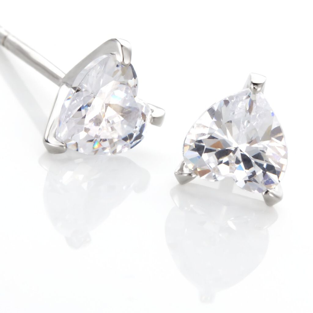 Boucles D'oreilles Puces Argent Blanc Schull Oxydes De Zirconium