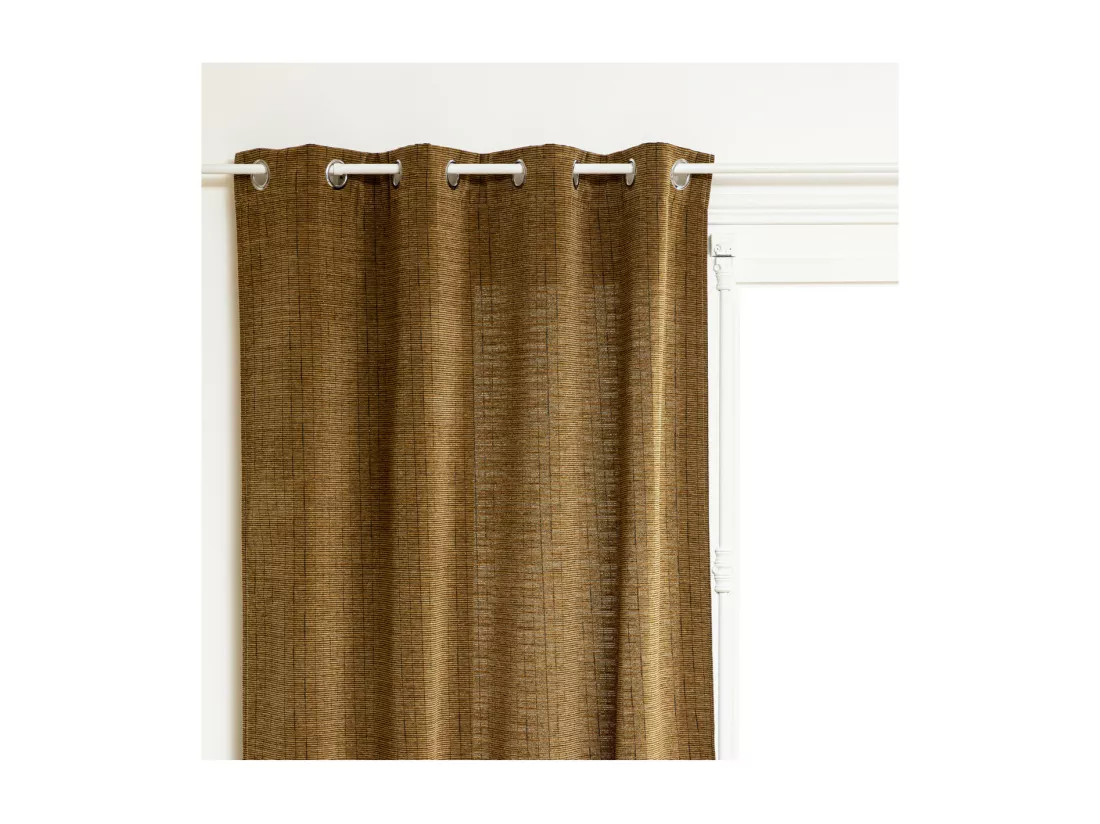 Rideau à œillets Tissu Chenille Marron Camel 140 x 260 cm