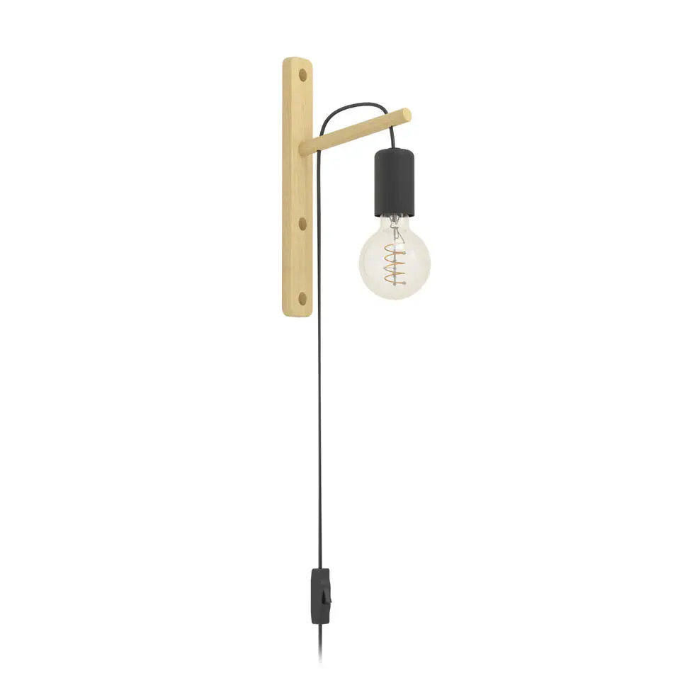 EGLO Pockley Wandlamp - E27 - 29,5 cm - Bruin/Zwart