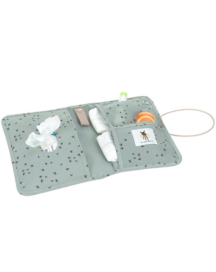 Windeltasche FLORAL MINT mit Wickelunterlage in mint