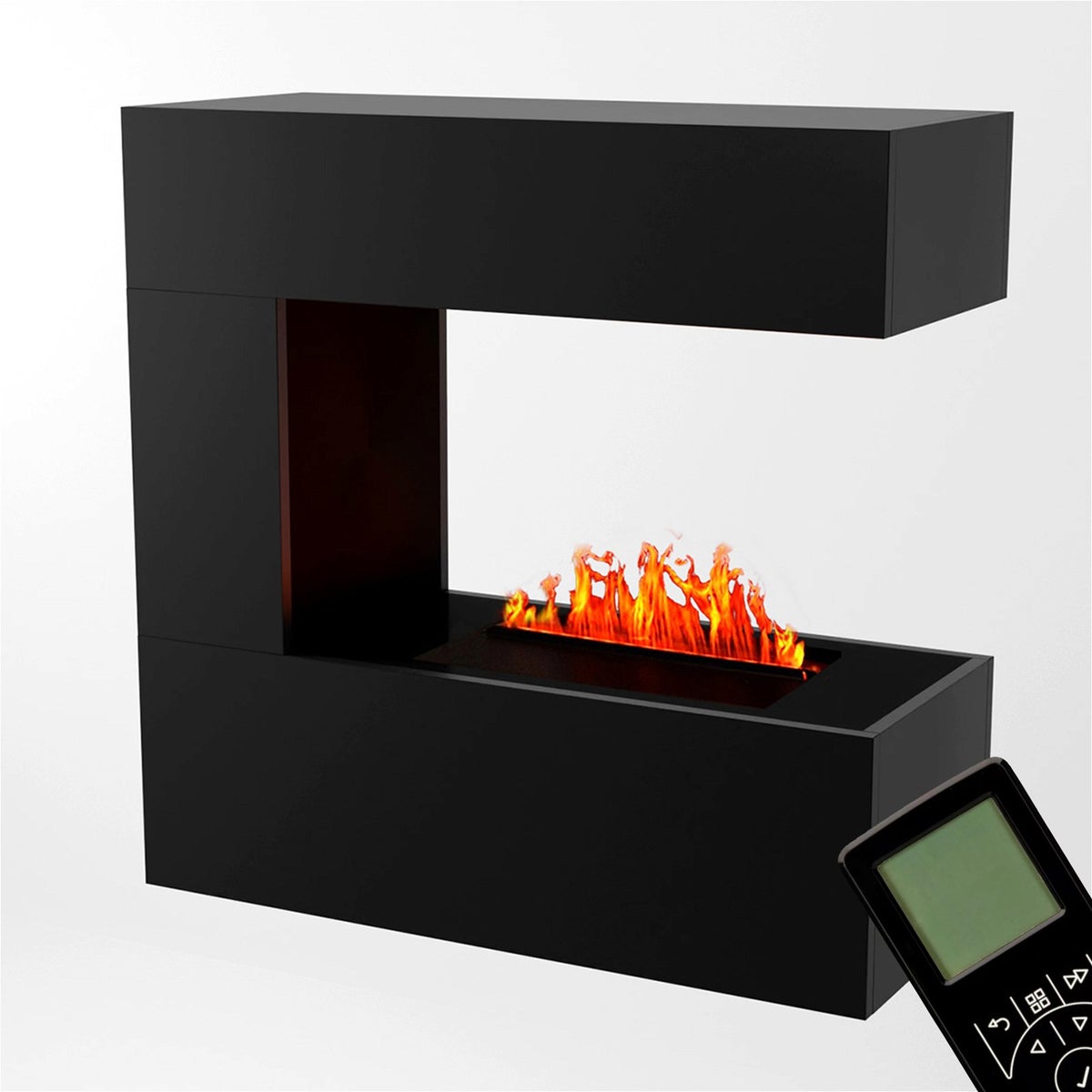 GLOW FIRE Elektrische haard 'Schiller Wandhaard' | Waterdamphaard met OMC 400 in zwart als roomdivider | HxBxD: 90x90x37 cm