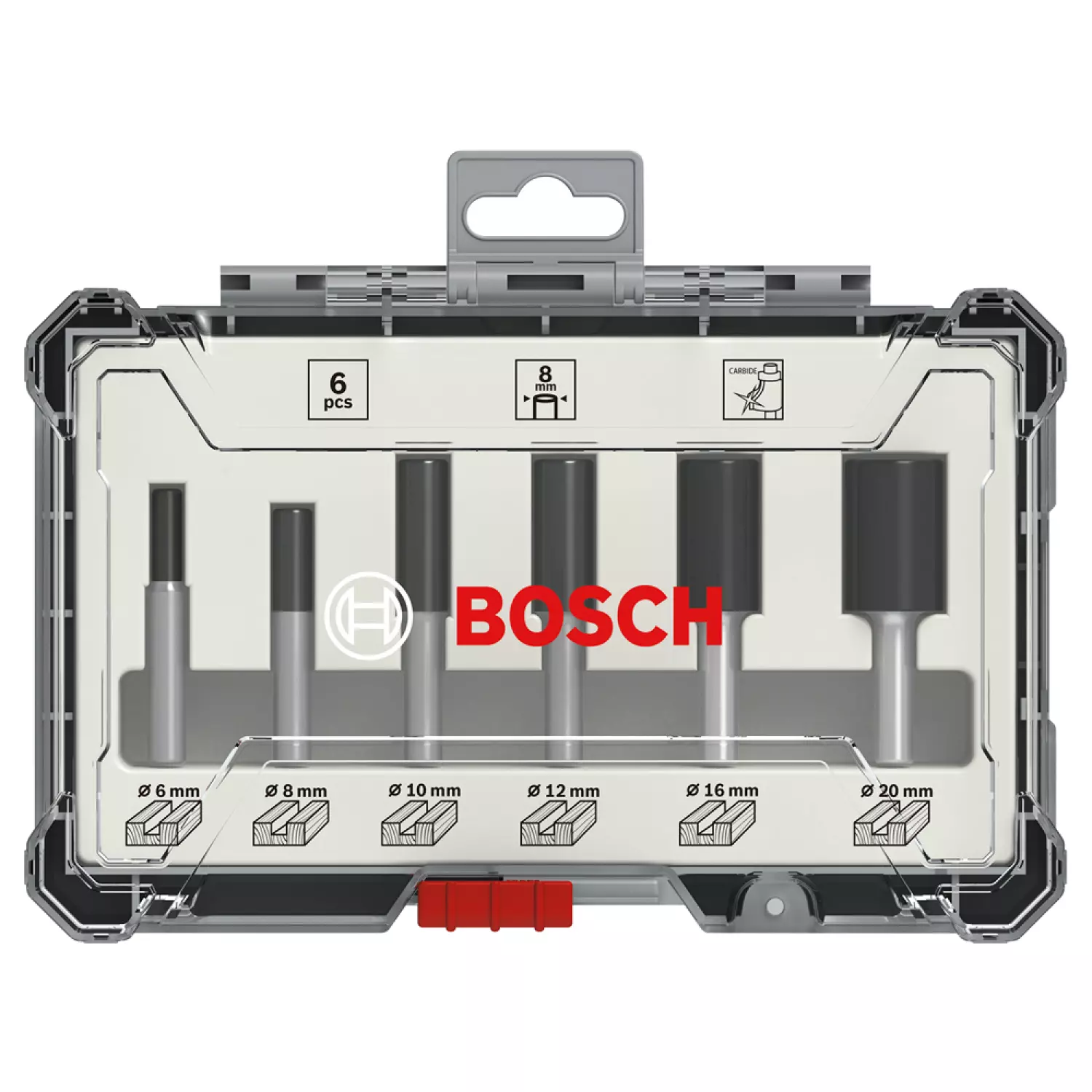 Bosch 2607017466 6-delige Frezenset in cassette - Rechte schacht - 8mm