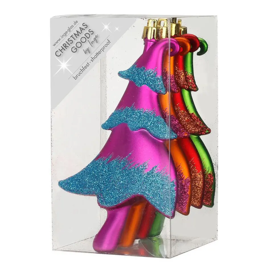 Christmas goods Kersthangers - 4x - sterren - gekleurd - 14.5 cm