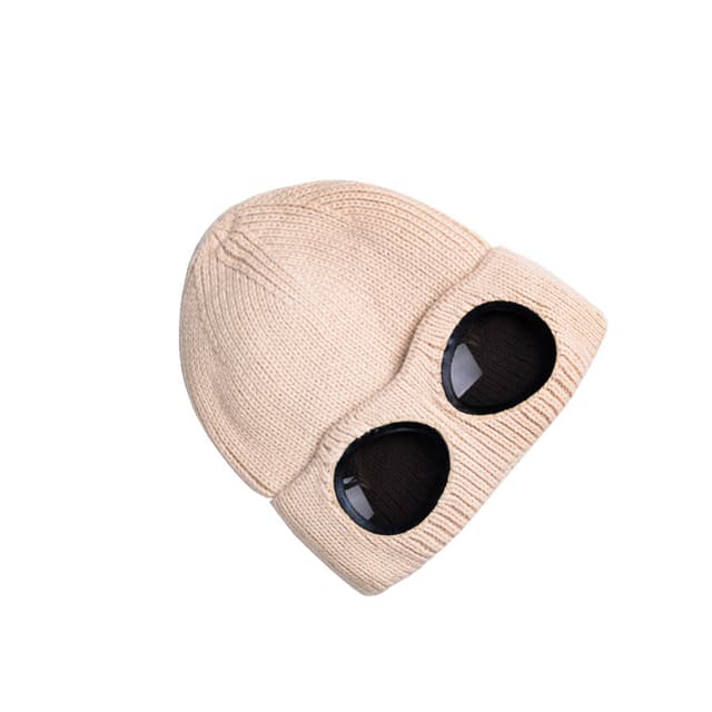 Strikket hue med beskyttelsesbriller Beige