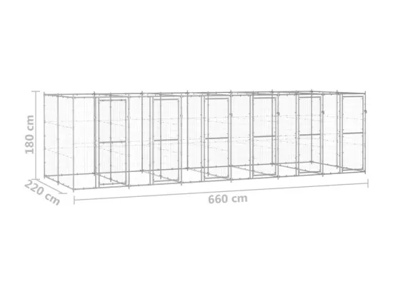 Chenil extérieur cage enclos 660 x 220 x 180 cm 02_0000407
