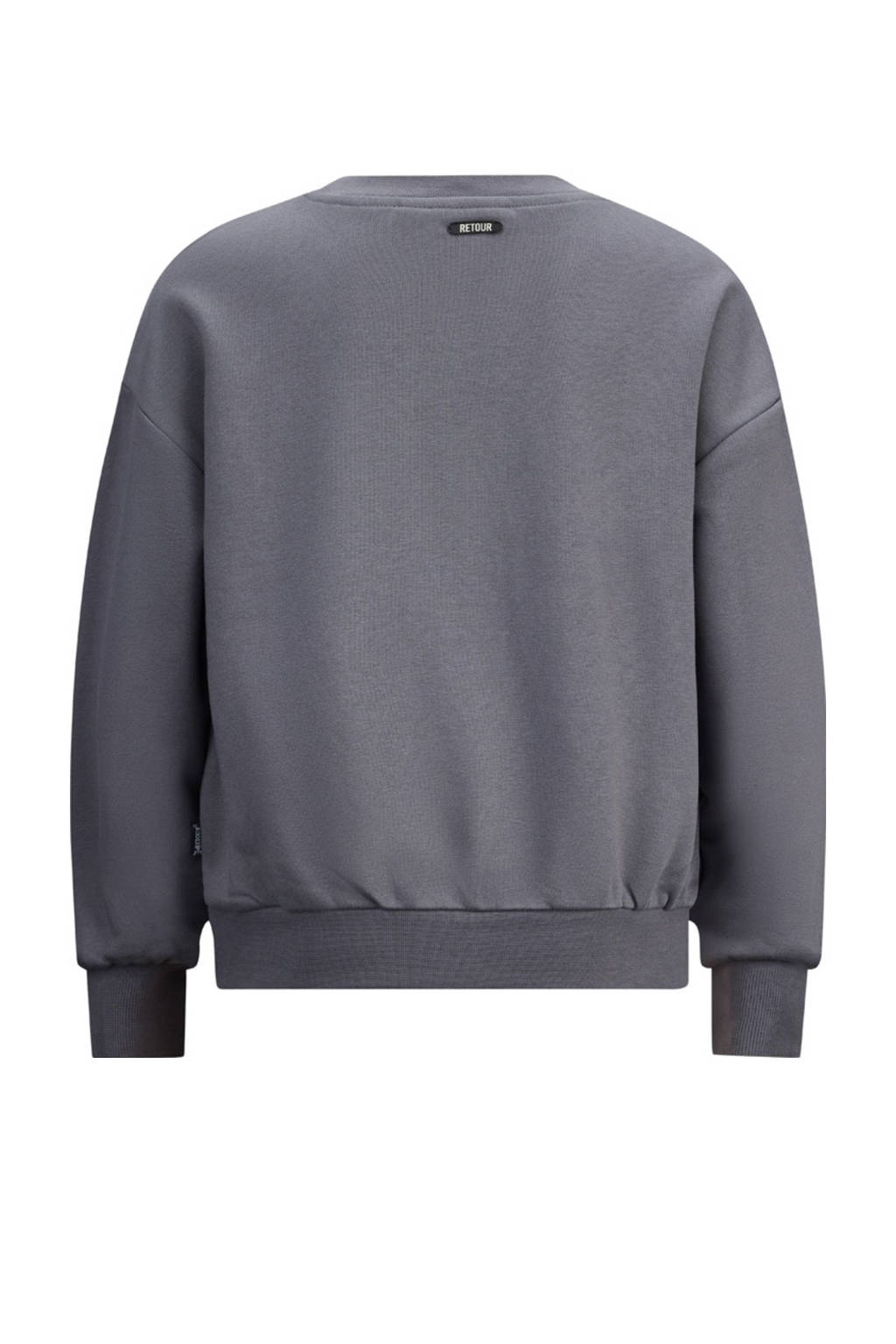 Retour Jeans sweater Grace met printopdruk staalgrijs