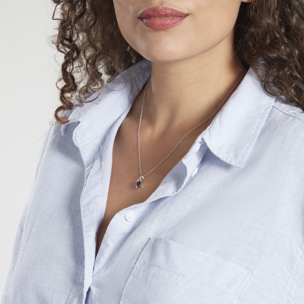 Pendentif Prudencia Or Blanc Saphir