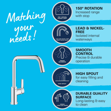 Grohe keukenkraan Start hoge U-uitloop QuickFix chroom