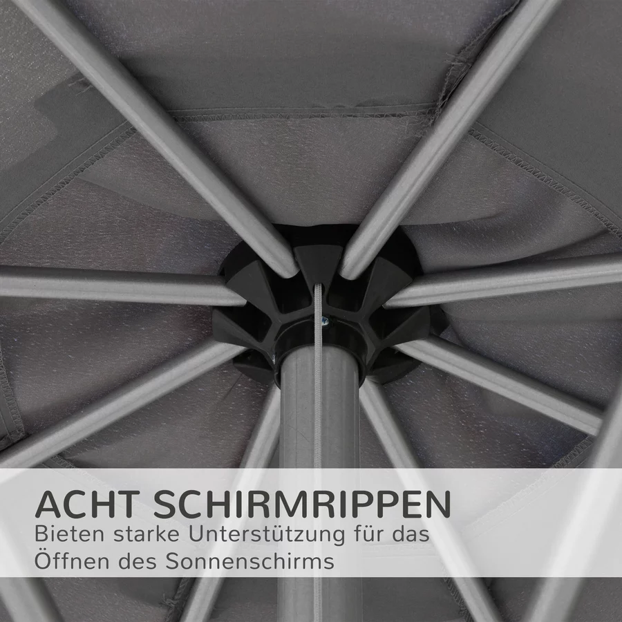 Outsunny Sonnenschirm mit Entlüftung grau