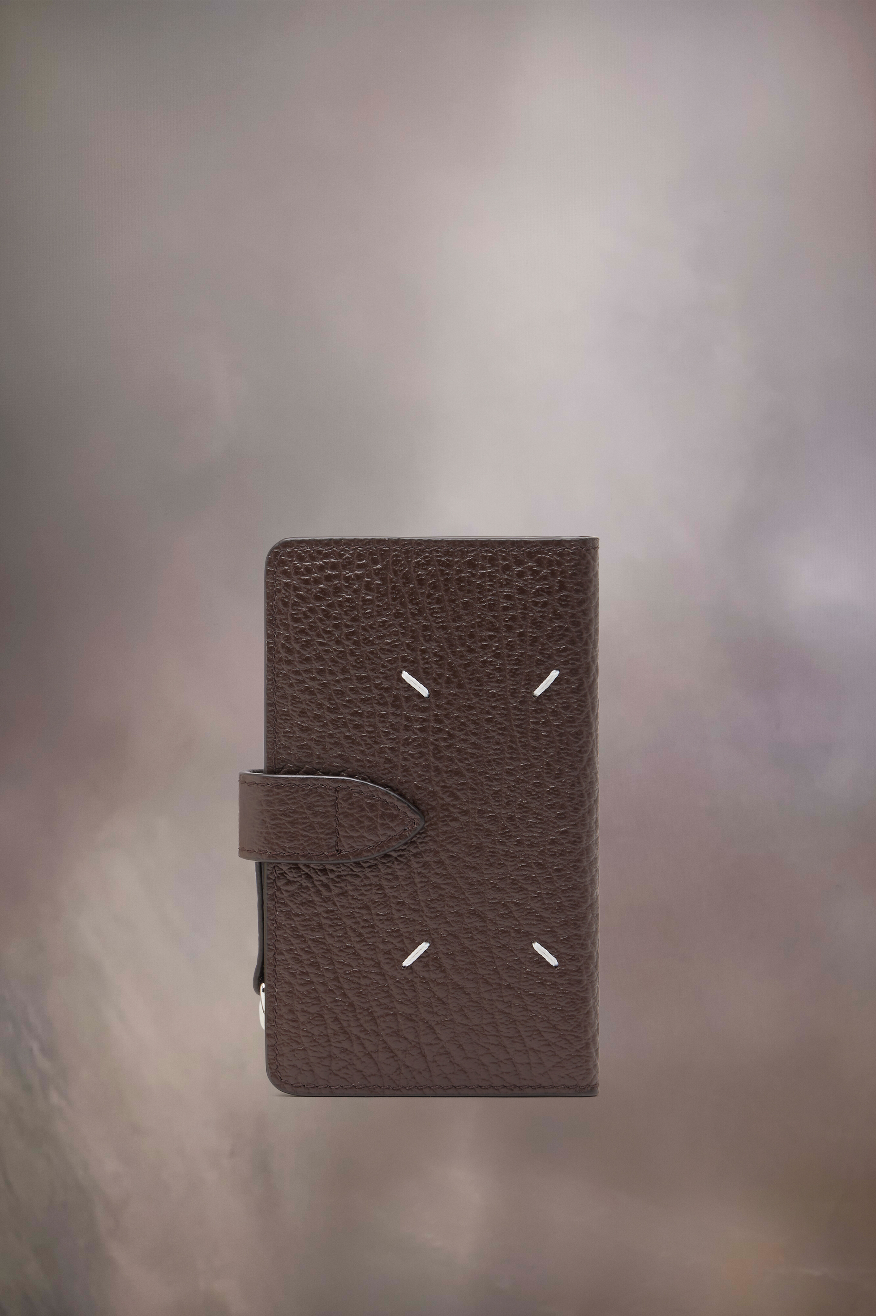 Brown Leather Clipped Cardholder with Zip Noix