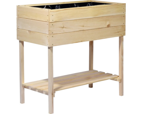 Verhoogd tuinbed op palen, dobar, inclusief plank, 80 x 40 x 78 cm, naturel