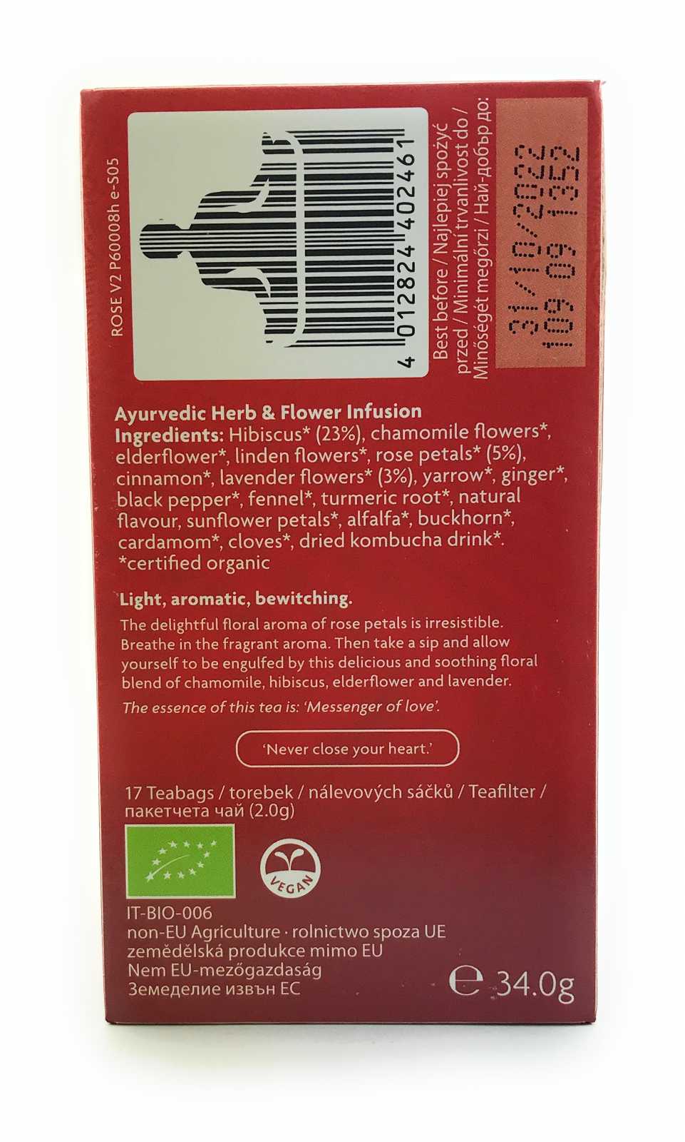 Chá de rosas Yogi Tea, 17 sachês de chá
