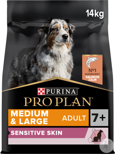 Pro Plan Sensitive Skin Pour Peau Sensible Croquettes Chien Senior 7+ Medium&Large Saumon+Riz 14kg