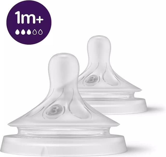Philips Avent SCY963/02 Natural Response flaskesut, flow 3, 1 måned+, pakke med 2 stk