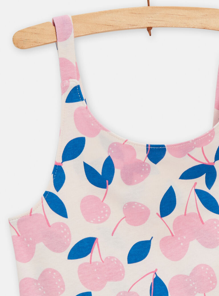 Robe ouverture dos imprimé cerise rose pour fille