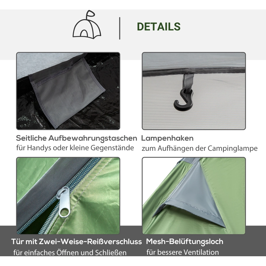 Outsunny Campingzelt für 2 Personen dunkelgrün, schwarz, weiß