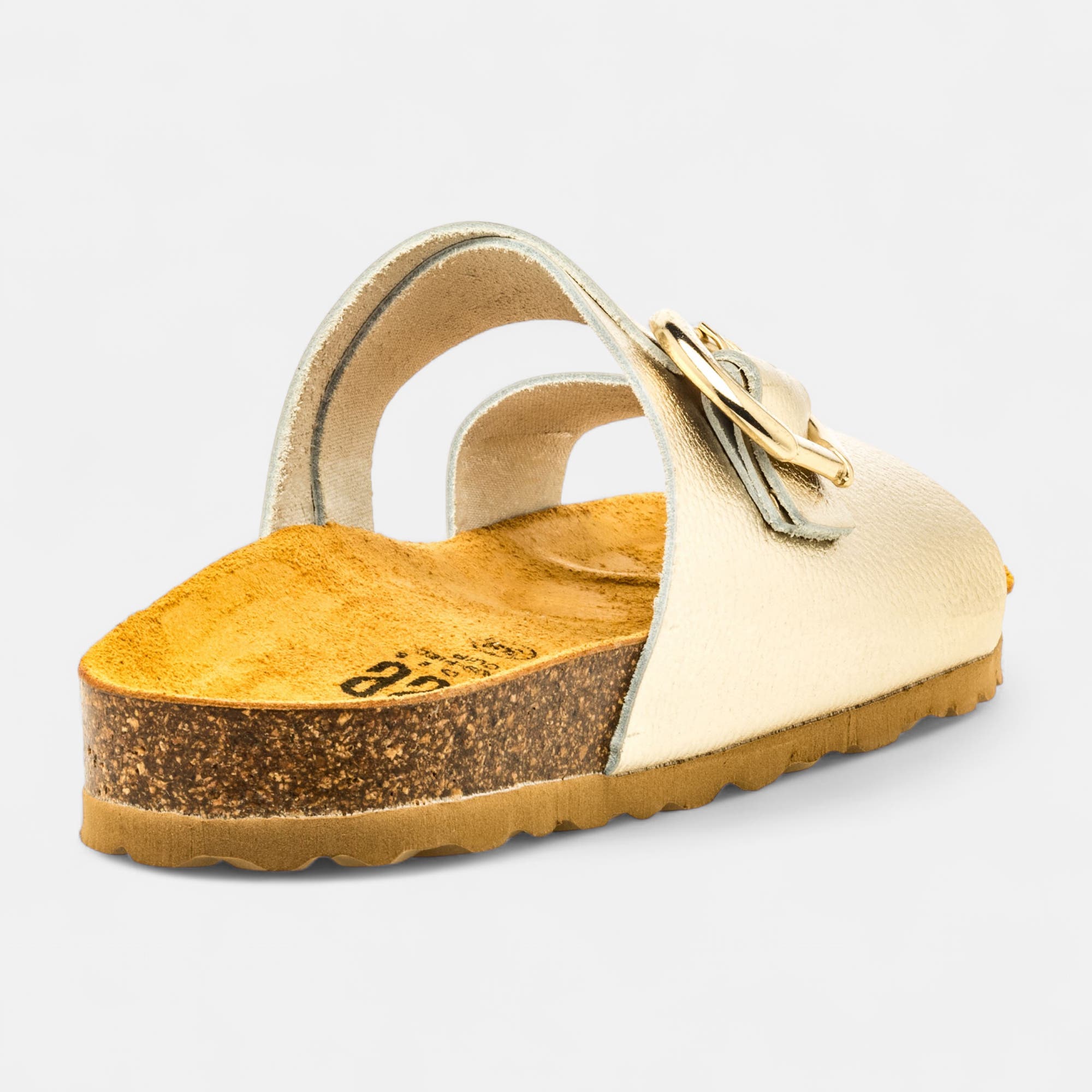 Mules semelle liège Femme en cuir or