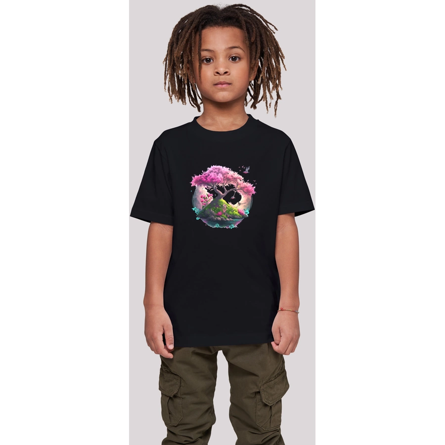 F4NT4STIC T-Shirt Kirschblüten Baum Tee Unisex schwarz