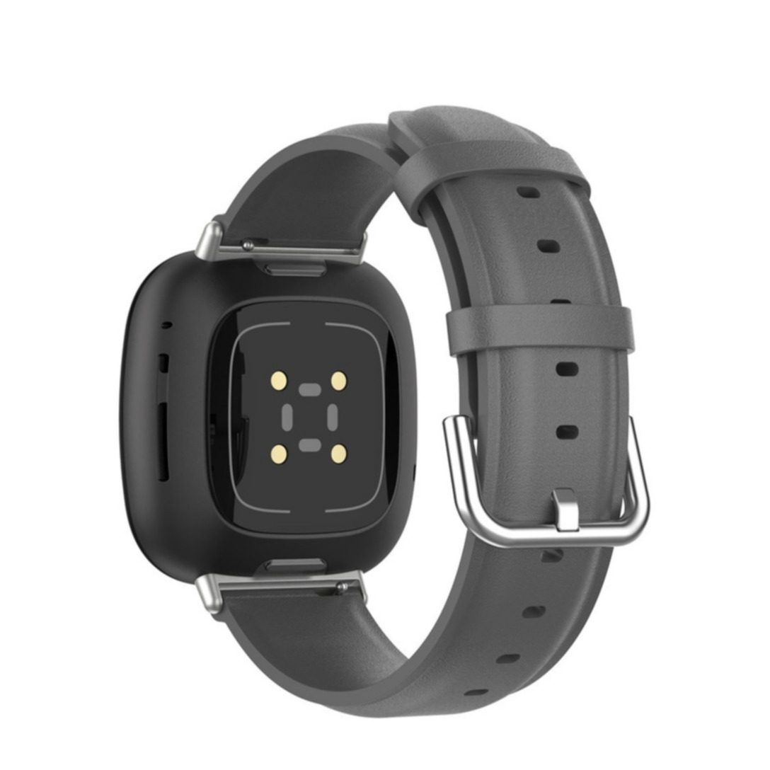 Fitbit Versa 4 / Sense 2 Echtleder Armband (Gelenkumfang 180-235mm) - Grau
