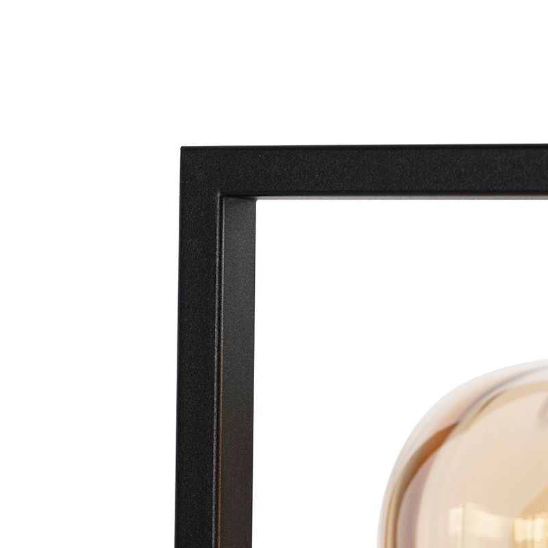 Design vloerlamp zwart met amber glas - Qara Down