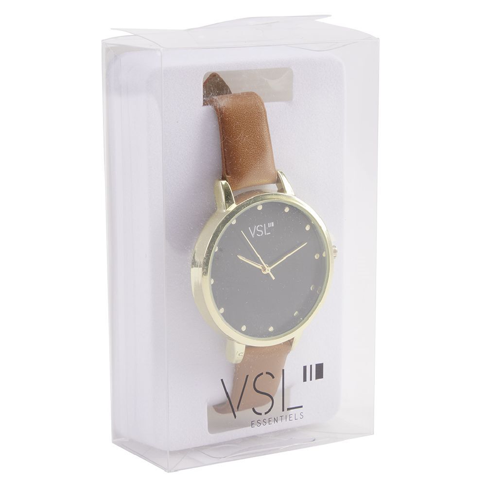 Montre à cadran doré bracelet camel