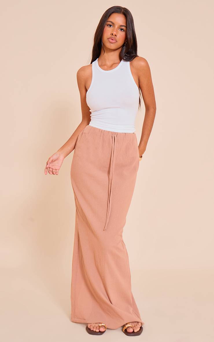 Rouille Jupe Longue Aspect Lin Petite