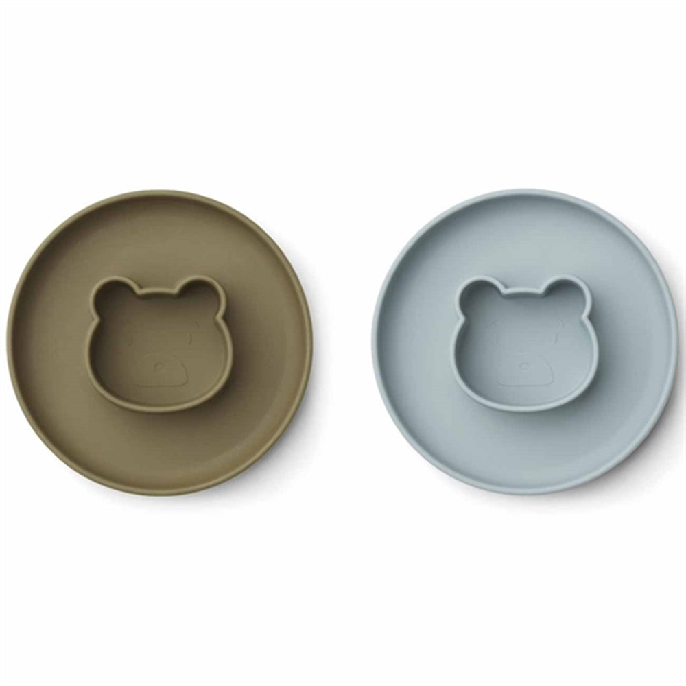 Gordon Silicone Tallerken 2-pak Mr Bear Blue Fog / Khaki Mix