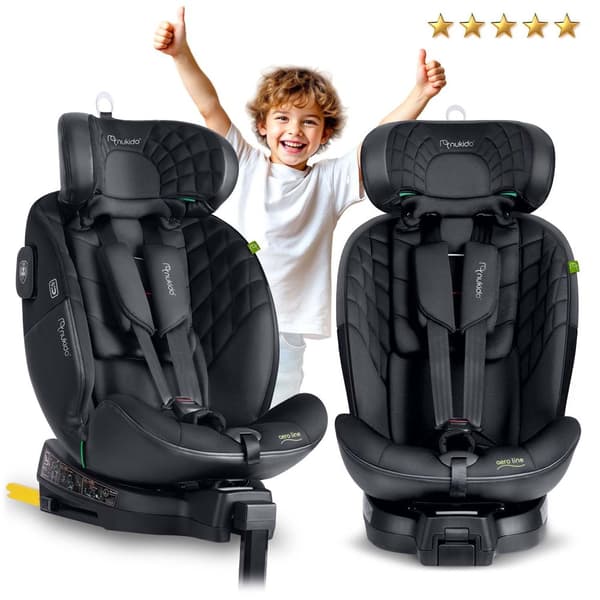Nukido Aero Line Bilsete Svart 0-36kg ISOFIX