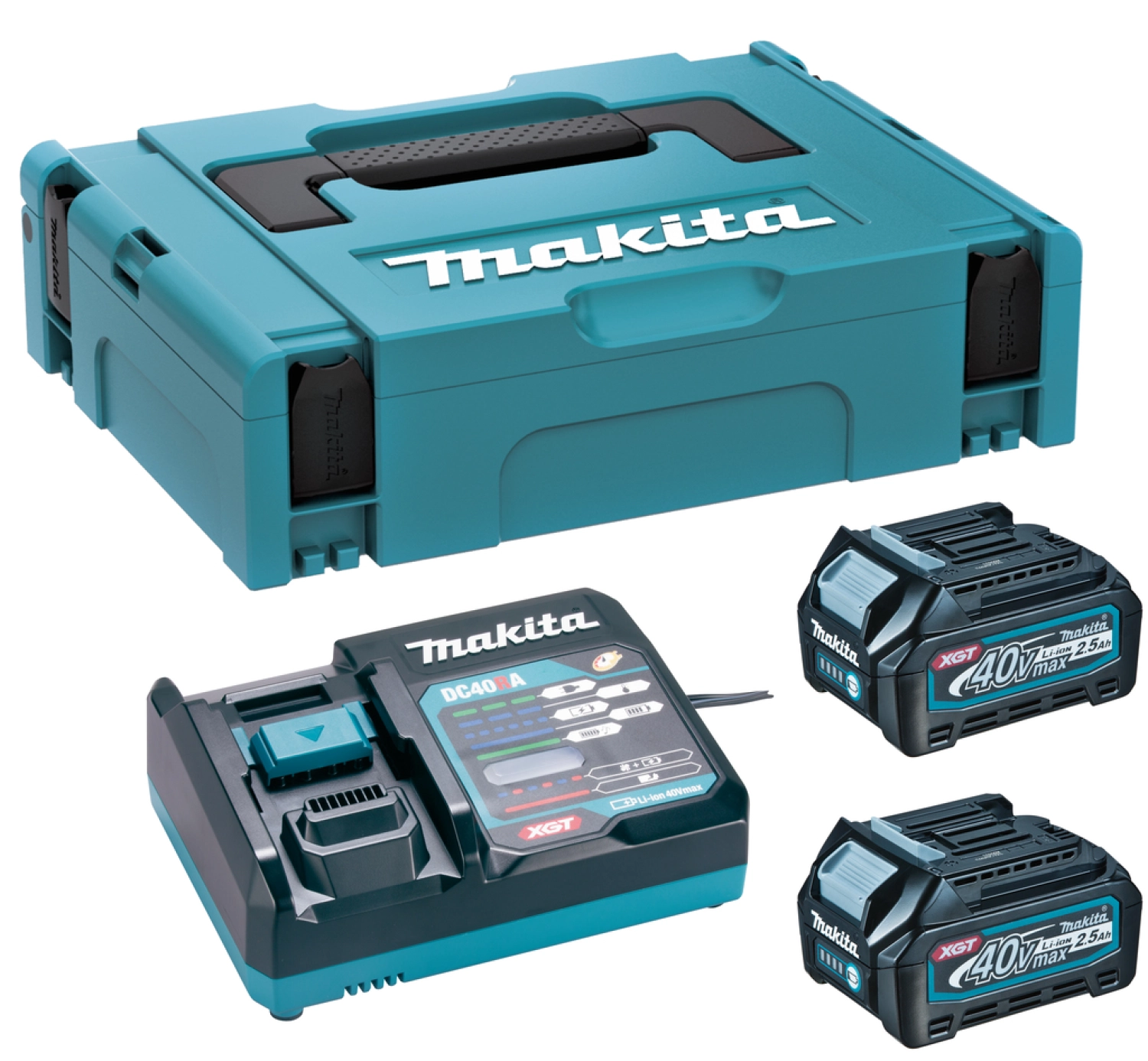 Makita 191J81-6 40v XGT Li-ion accu starterset (2x 2.5Ah)   lader in Mbox