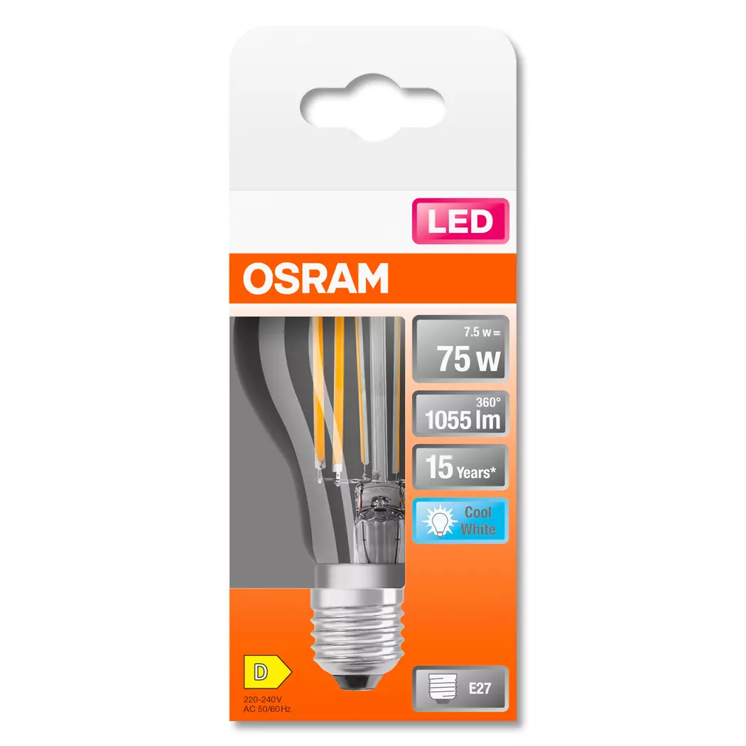 LED-Birne E27/7,5 Watt/Energie D