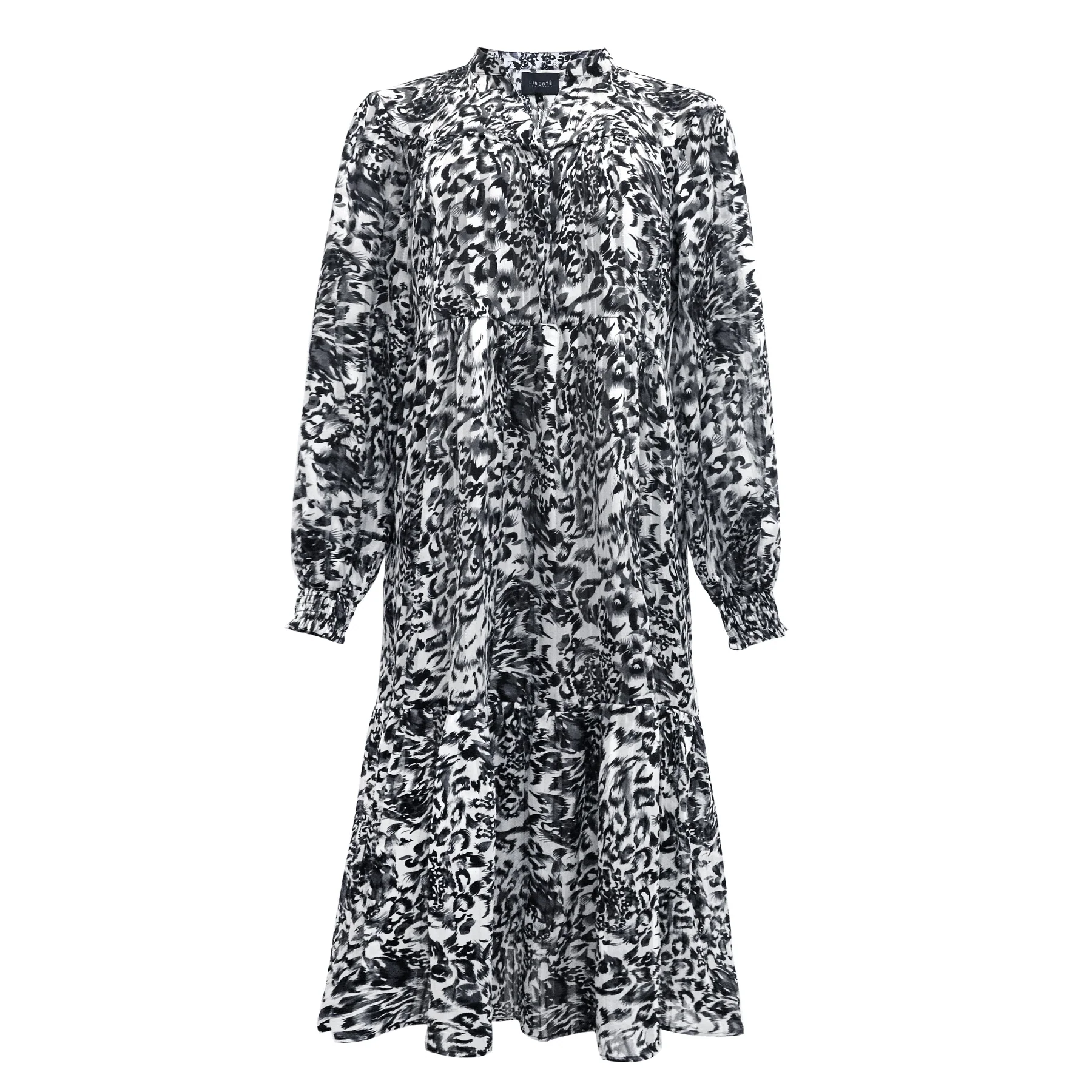 Liberte Mag-Ls-Vneck-Dress grey lurex leo