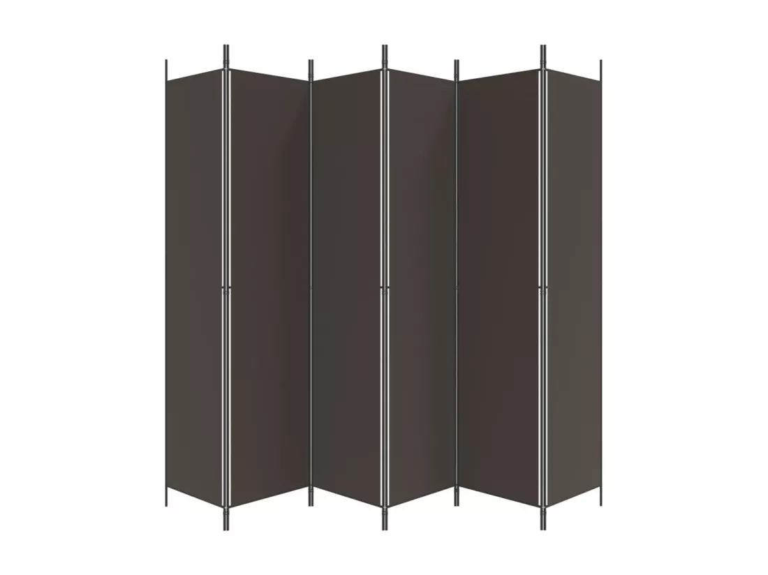 Cloison de séparation 6 panneaux Marron 300x220 cm Tissu