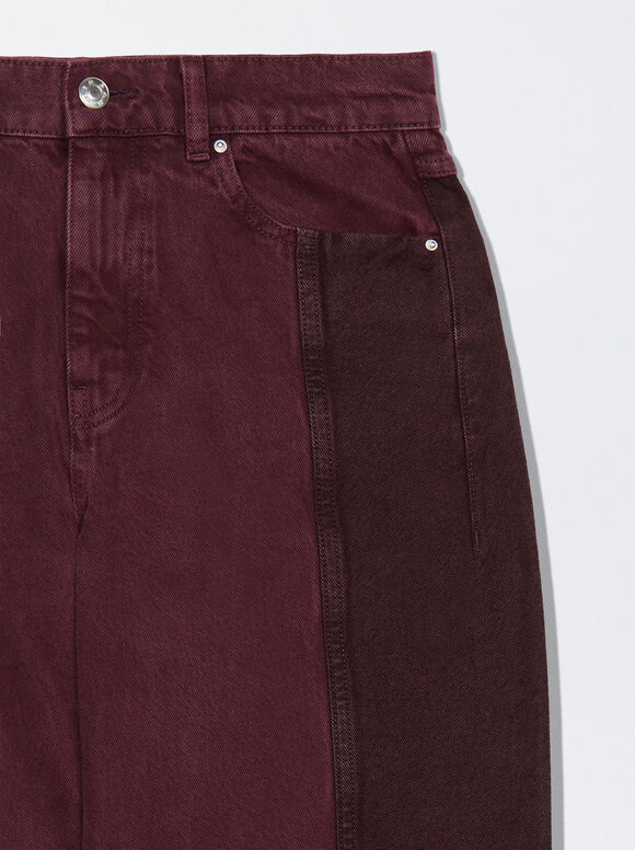 Calça jeans color block - Violeta