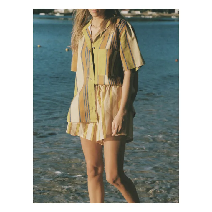 Soleil Soleil Short Abbey Rayures Lin | Marron