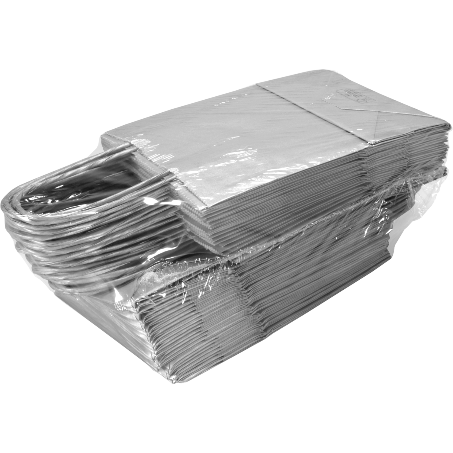 Tas, Papier, gedraaid papieren koord, 14x 8x21cm, draagtas, zilver