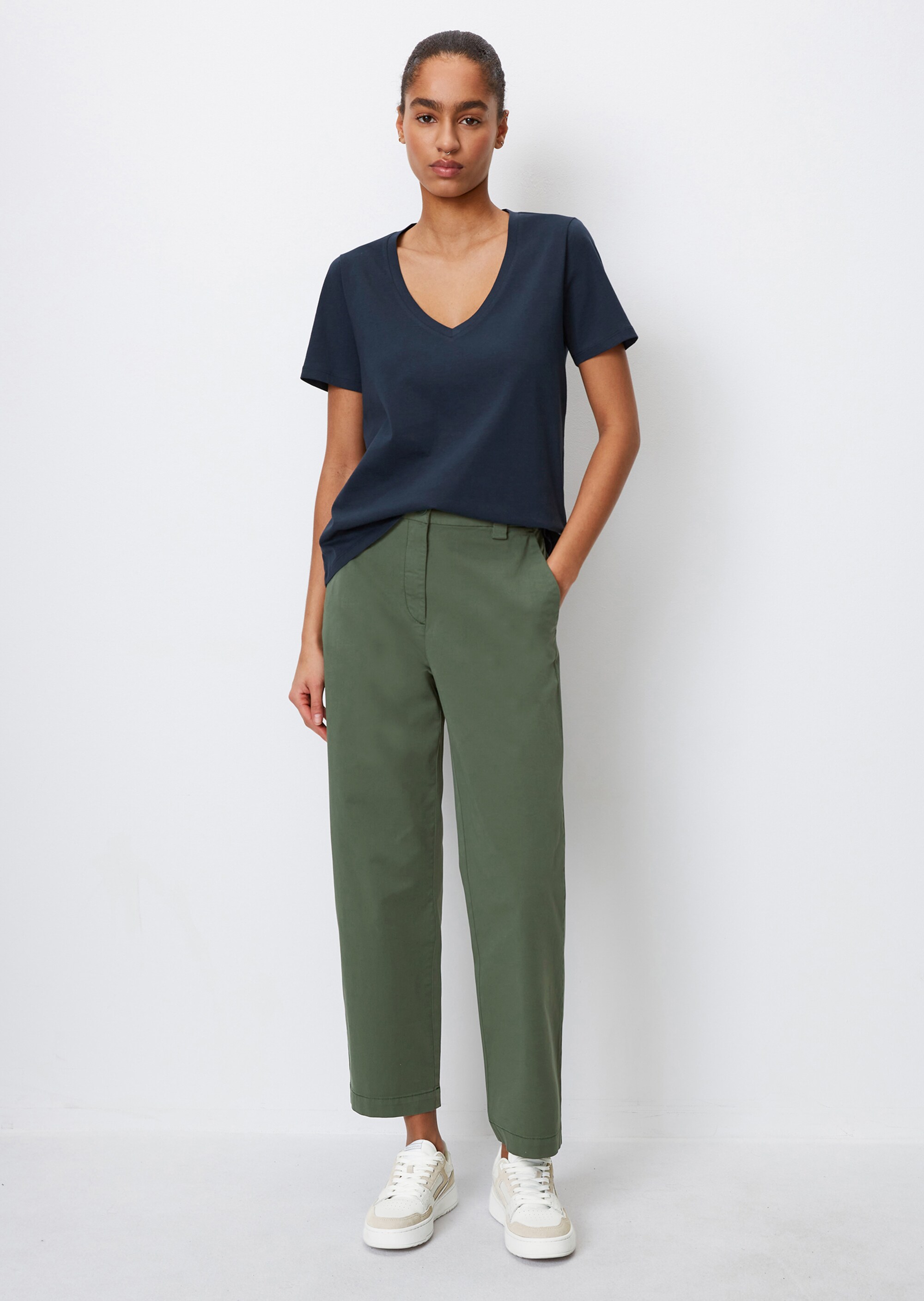 V-Neck-T-Shirt regularaus softem Baumwoll-Jersey