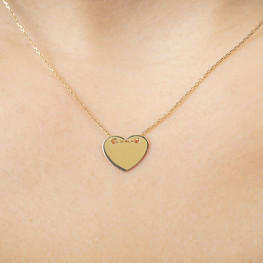 Collier mit Anhänger 750/18 K Gelbgold Herz 42cm