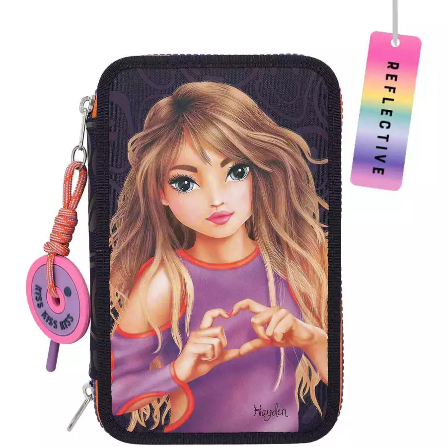 Depesche 3-Fach Federtasche Night Light inkl. Stifte TOPModel bunt