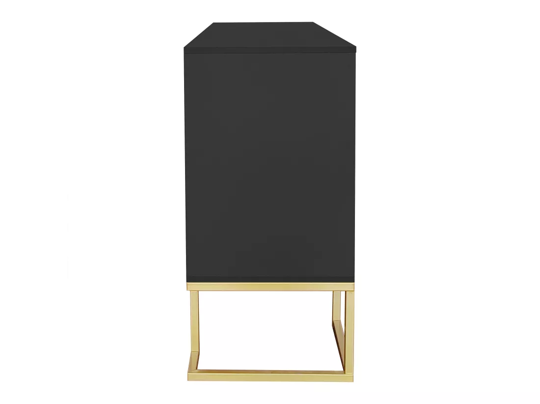 Commode buffet haut avec 3 portes noir mat motif de forme U H81/B138/T40 CRUUGREN BLACK