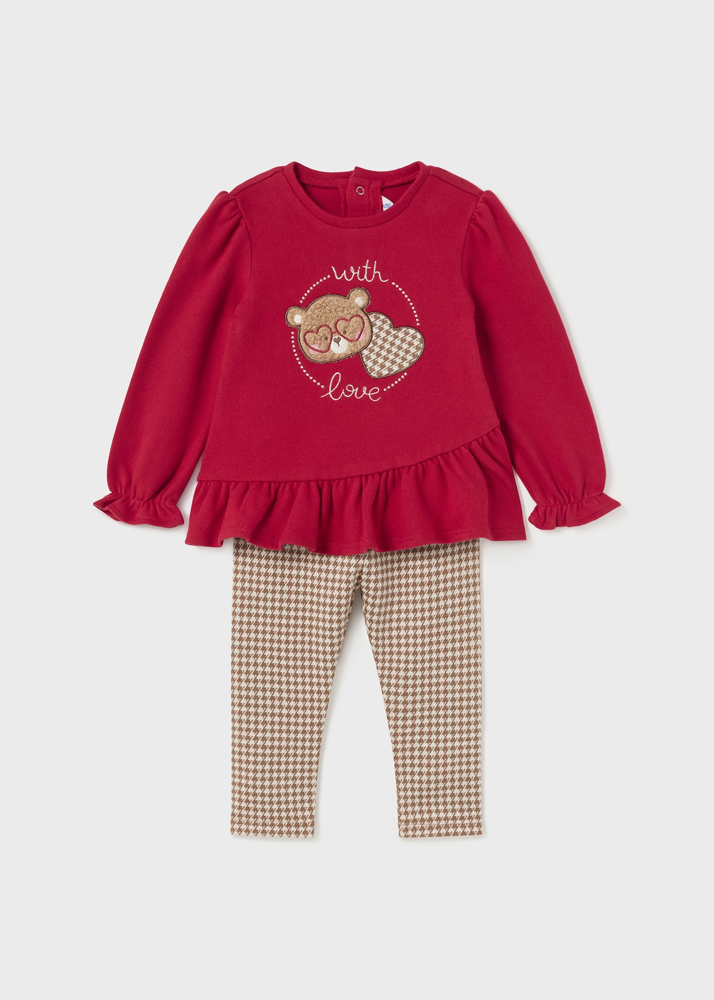Conjunto de duas peças de leggings estampadas para bebê.
