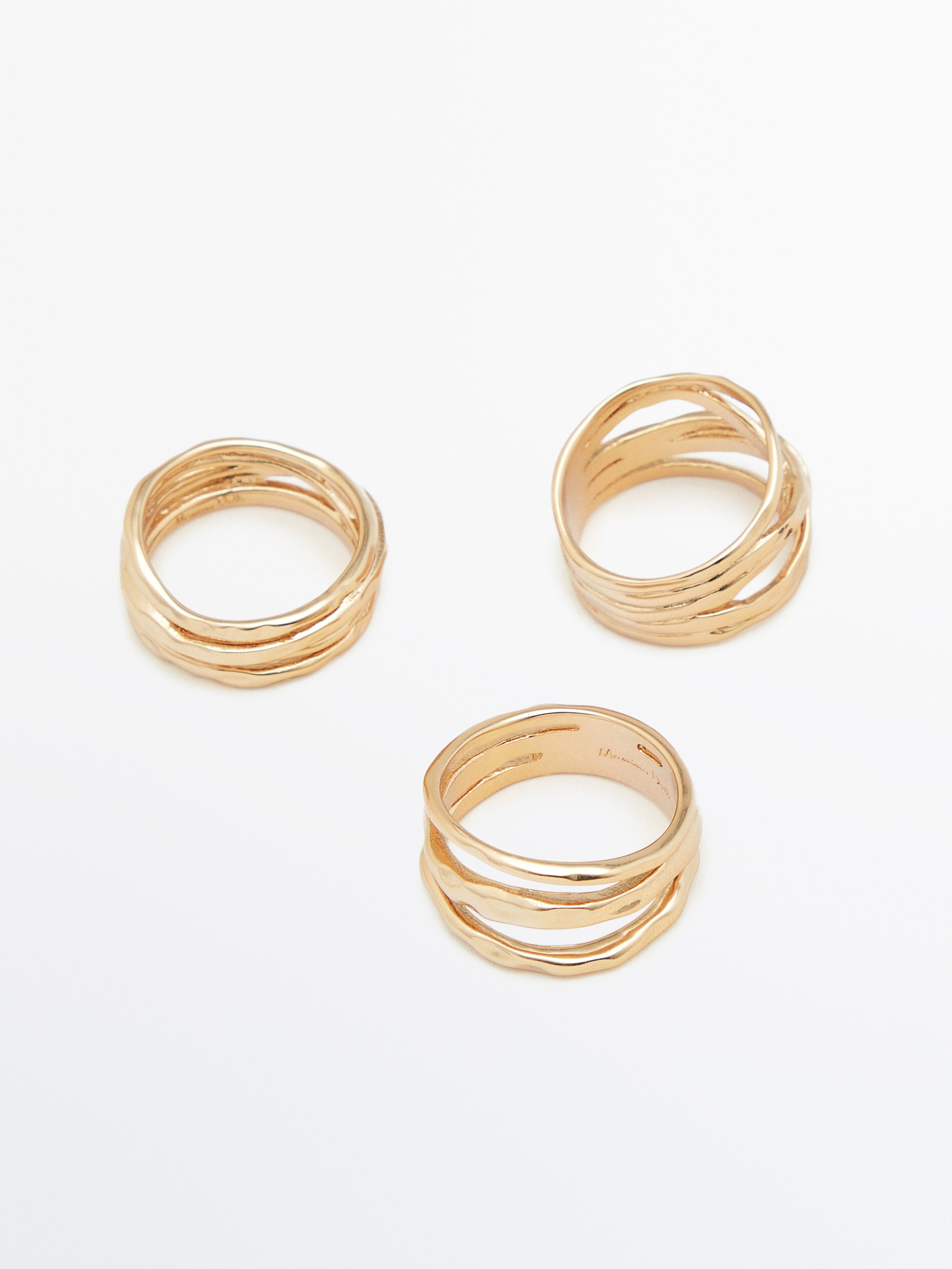 Conjunto de anéis minimalistas banhados a ouro - OURO