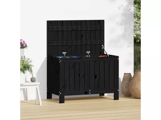Boîte de rangement de jardin Noir 76x42,5x54 cm Bois massif pin