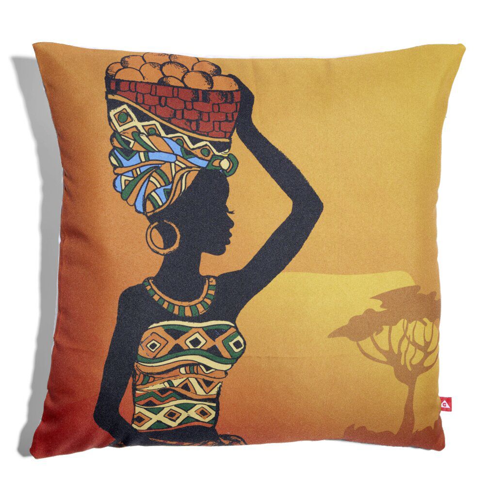 Housse coussin africaine 1 face imprimée 1 face unie 45x45cm - 4 modèles