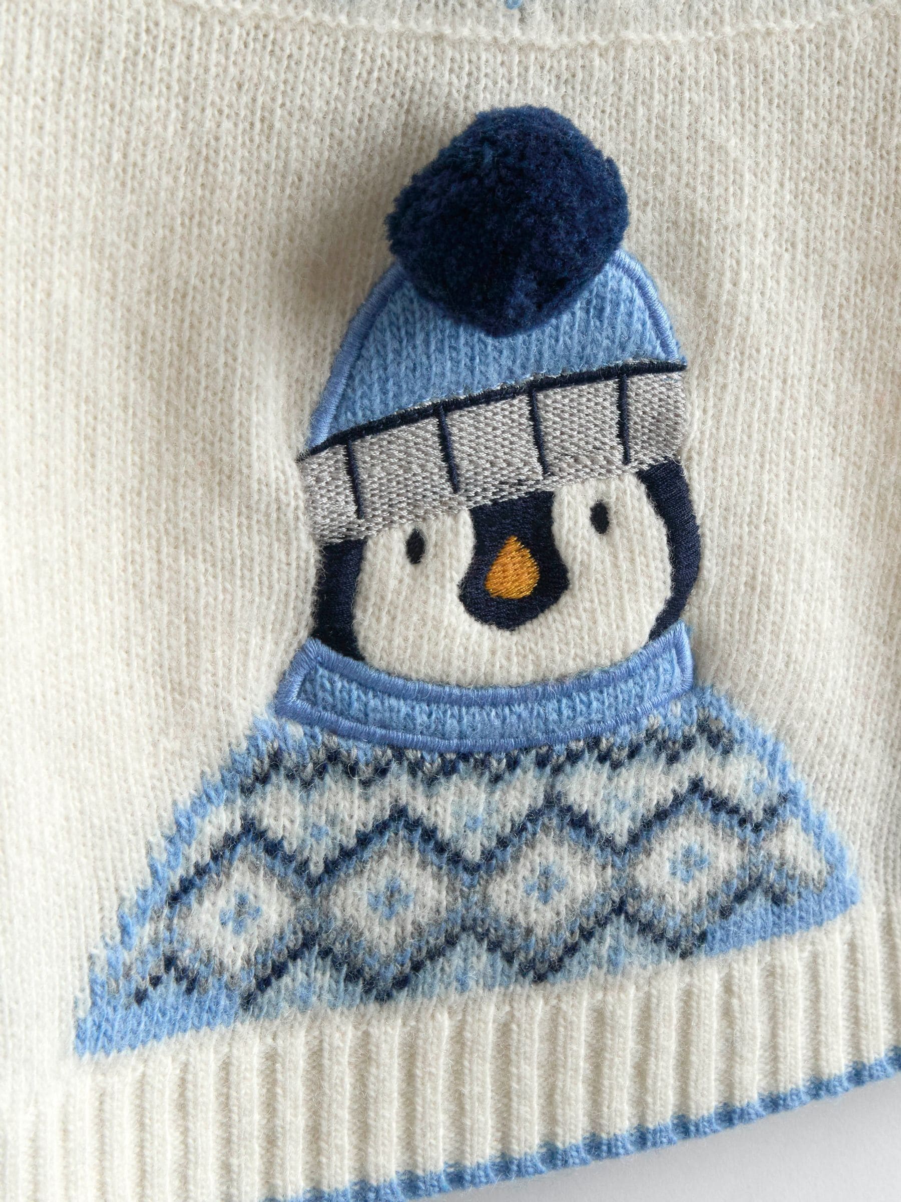 JoJo Maman Bébé Kersttrui met pinguïn-fair isle-motief