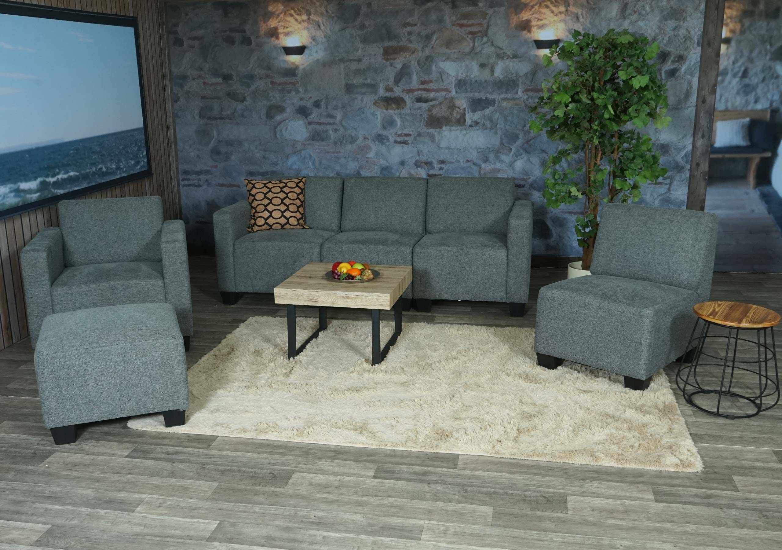 Modular Sofa-System Couch-Garnitur Moncalieri 3-1-1-1, Stoff/Textil ~ grau