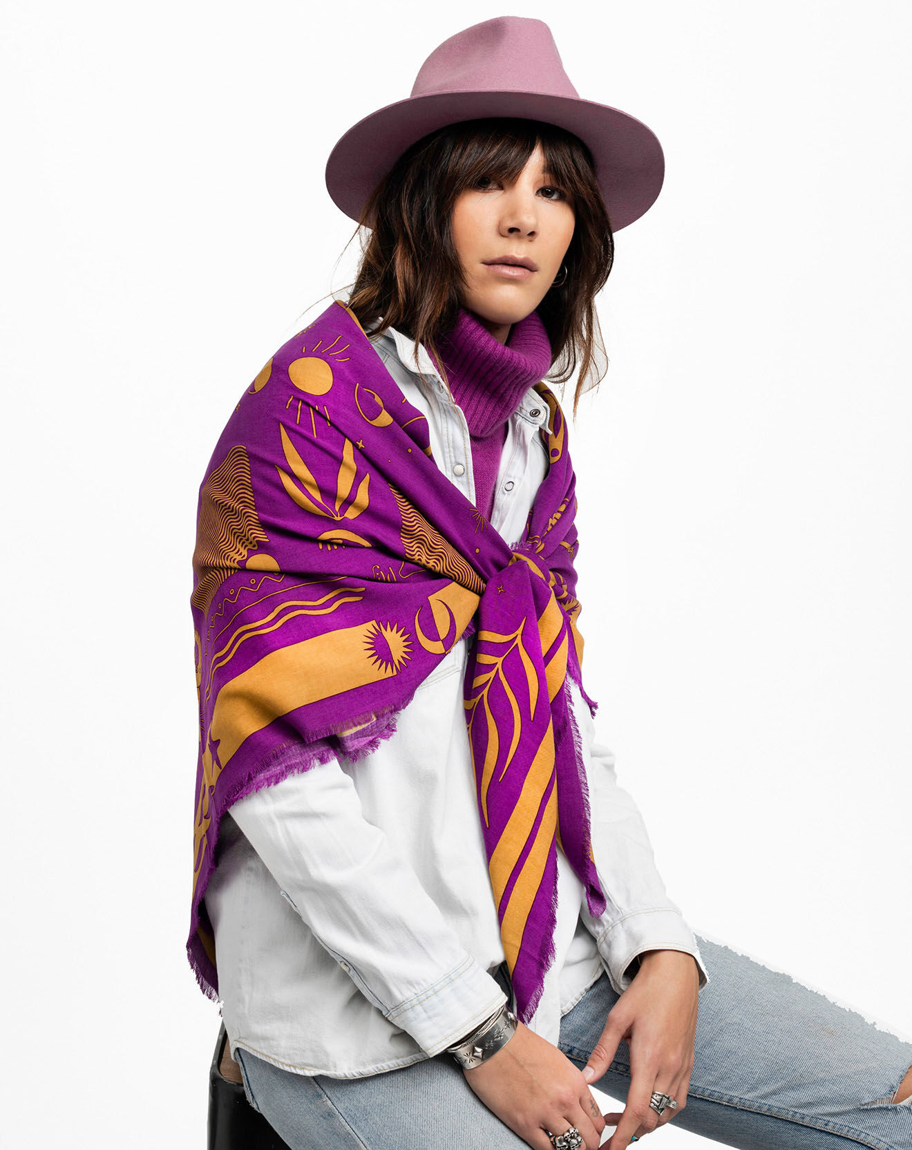 Wild Foulard Univers Big violet - 130x130 cm