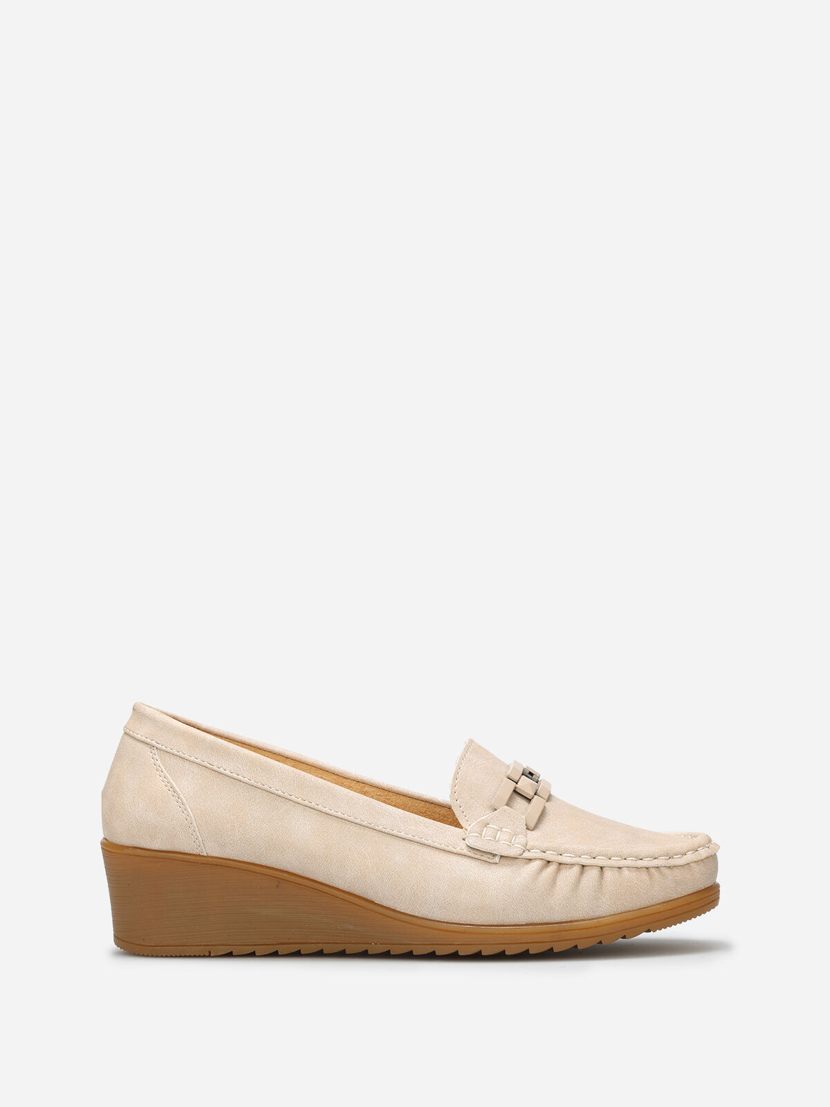 Mocassins compensés avec bride- Beige