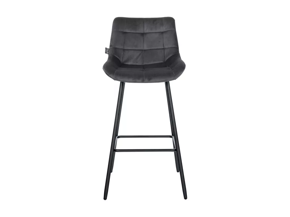 Tabouret de bar - Velours & Métal - Gris foncé - Weston