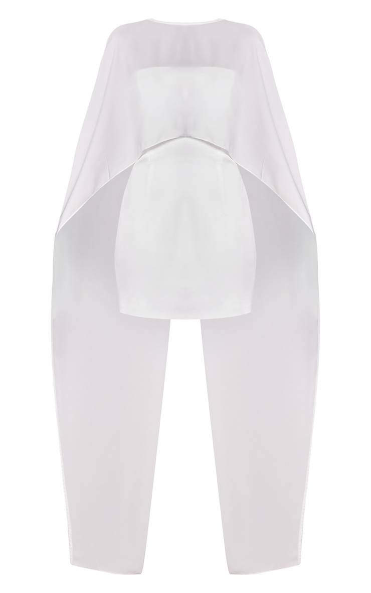 Blanc Robe Moulante Premium En Satin À Bandeau Avec Détail Cape En Mousseline