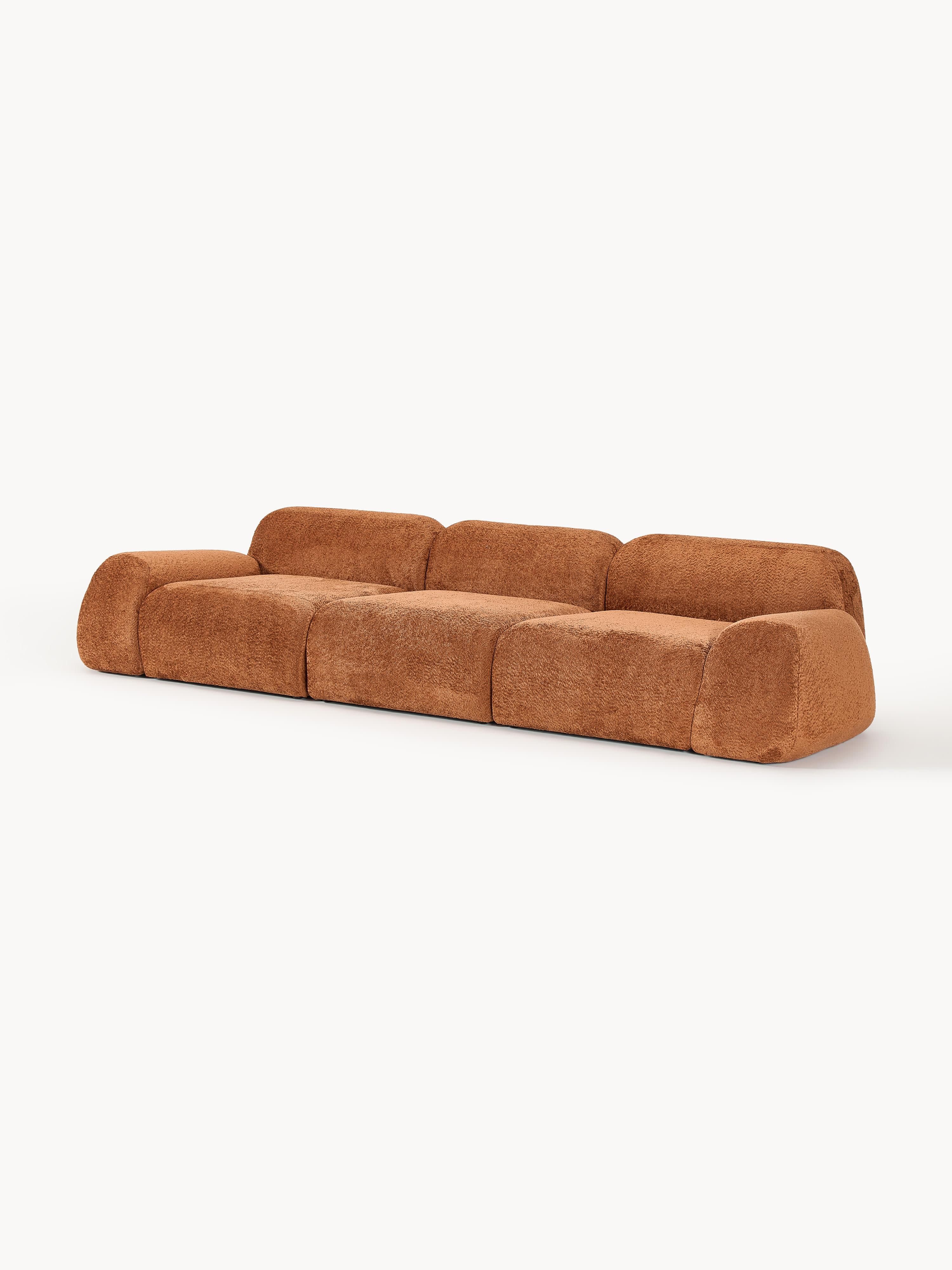 Modulaire bank Wolke (4-zits) van teddy-bouclé